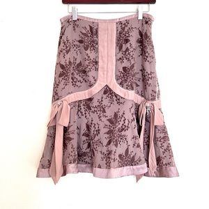 Anthropologie stunning floral silk/velvet pattern skirt sz 4